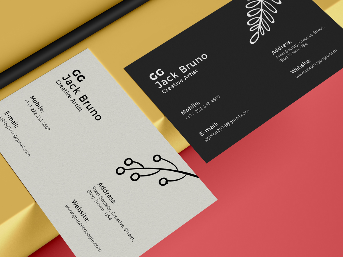 Mockup de cartão de visitas com lápis Grátis Criativo Design