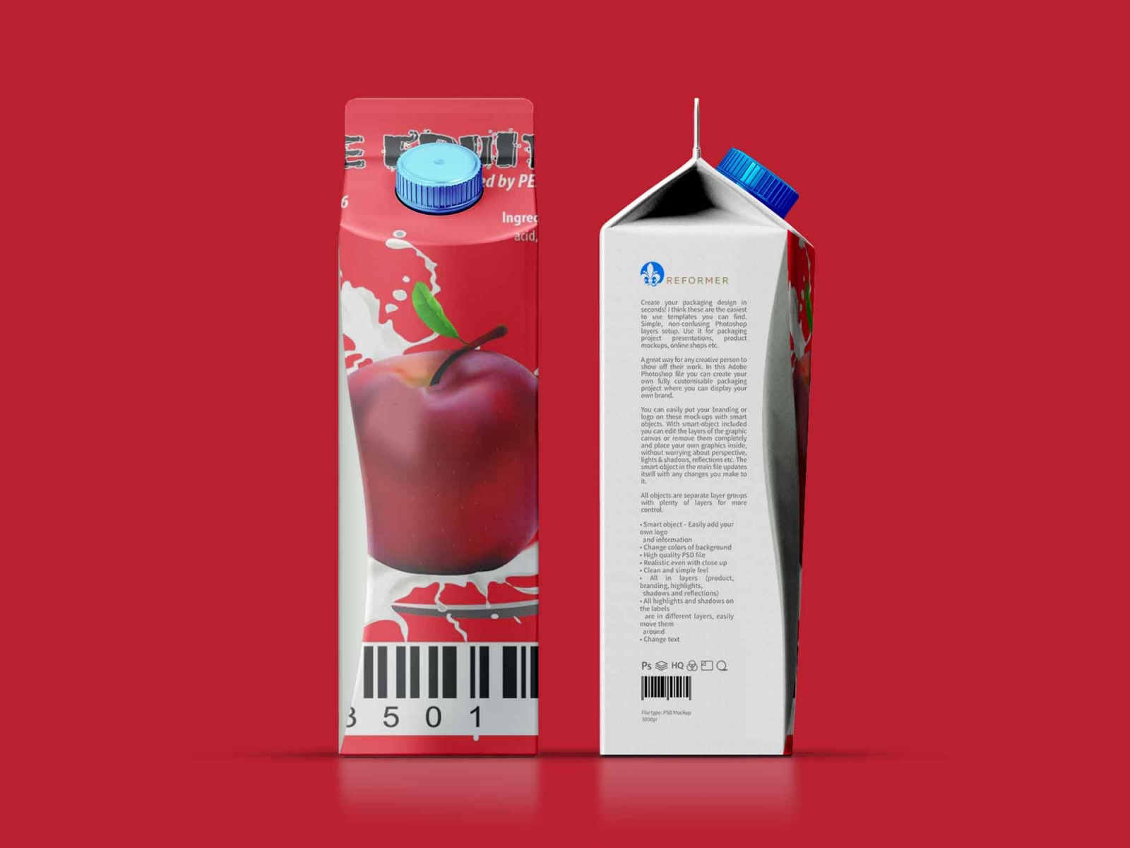 Mockup de embalagem de suco Grátis - Criativo.Design