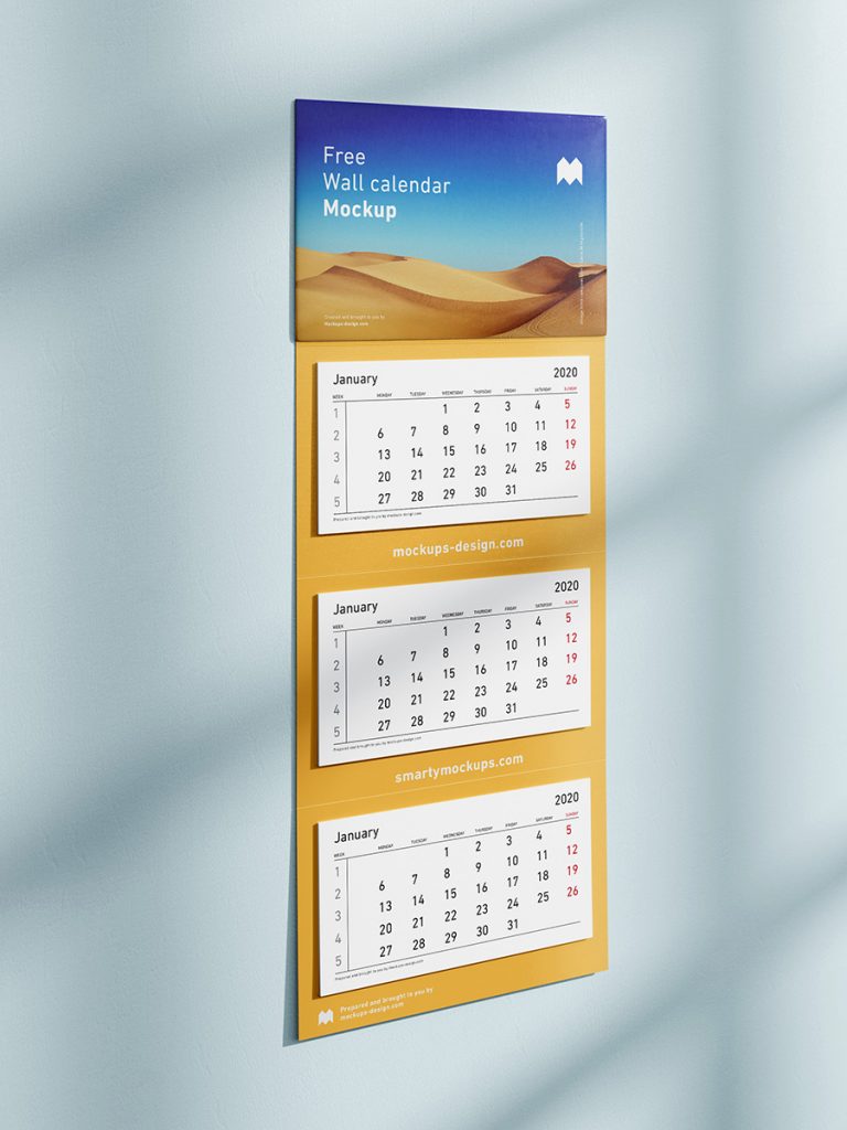 Mockup de calendário de parede grátis