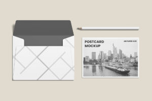 Mockups de Envelope com Cartão Postal Grátis