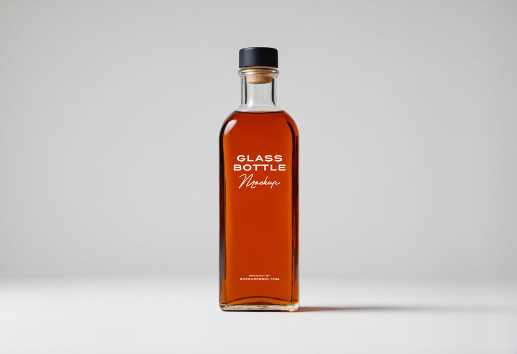 Mockup de Garrafa de Vidro Quadrada Grátis