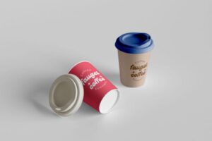 Mockup de Copos de Papel com Tampa Grátis