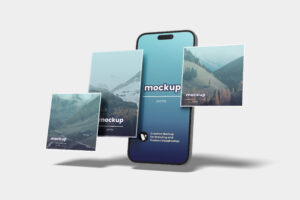 Mockup de iPhone com Telas de Mídia Social Grátis
