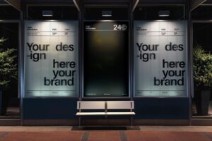 Mockup de Outdoor em Ponto de Ônibus Grátis'