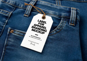 Mockup de Etiqueta em Roupas Jeans Grátis
