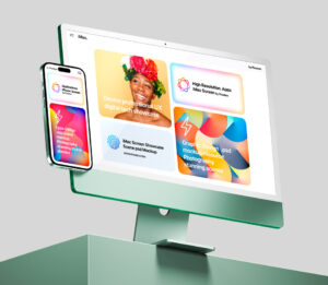 Mockup do iMac e iPhone 16 Pro Grátis
