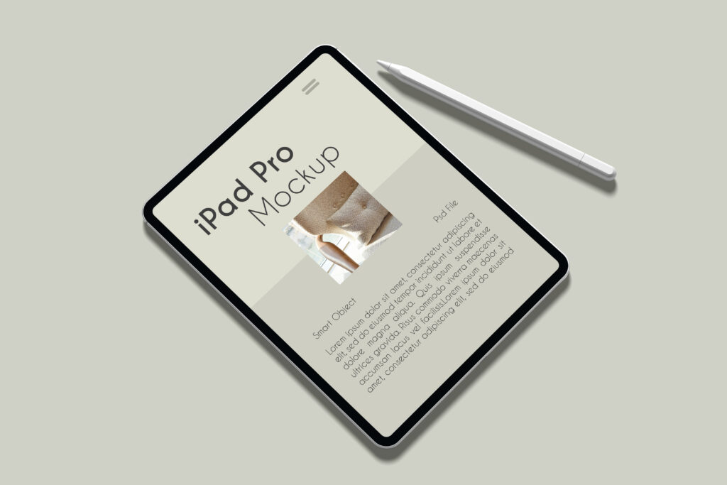 Mockup iPad Pro com Lápis ao lado Grátis