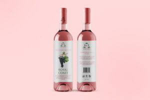 Mockup de Garrafas de Vinho Rosé Grátis
