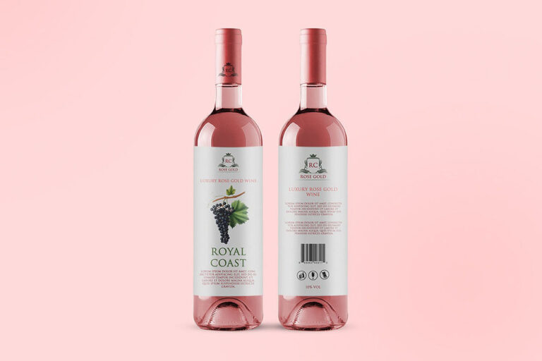 Mockup de Garrafas de Vinho Rosé Grátis