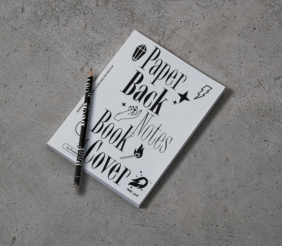 Mockup de Caderno com Lápis Grátis