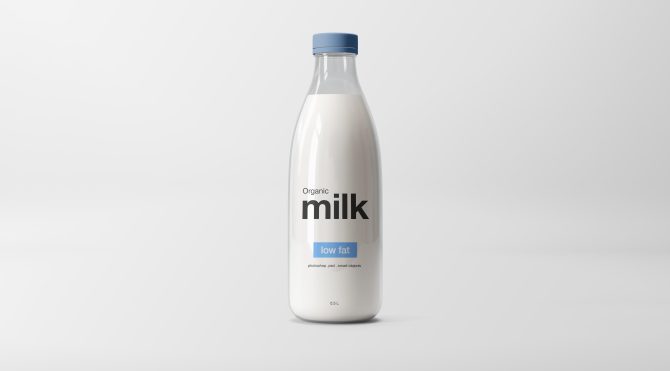 Destaque Glass Milk Bottle Mockup